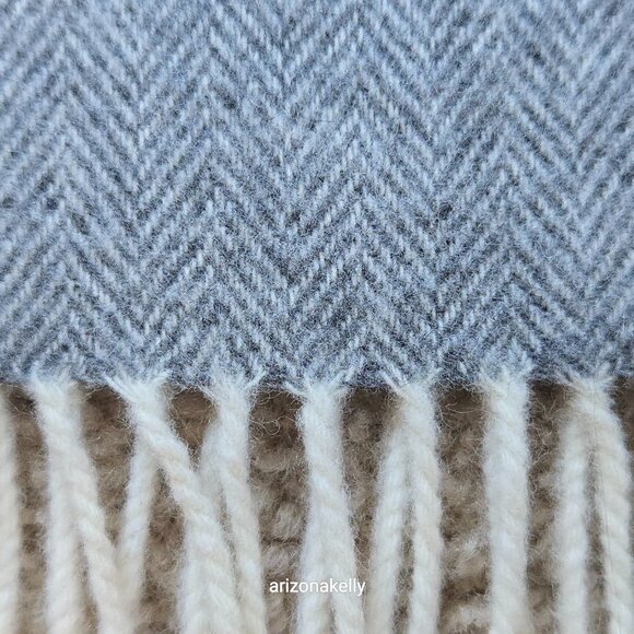 Vintage Wool Herringbone Wrap Grey John Hanly for L.L. Bean Ireland - Picture 5 of 13